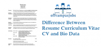 What is Difference Between Resume Curriculum Vitae CV Bio Data
